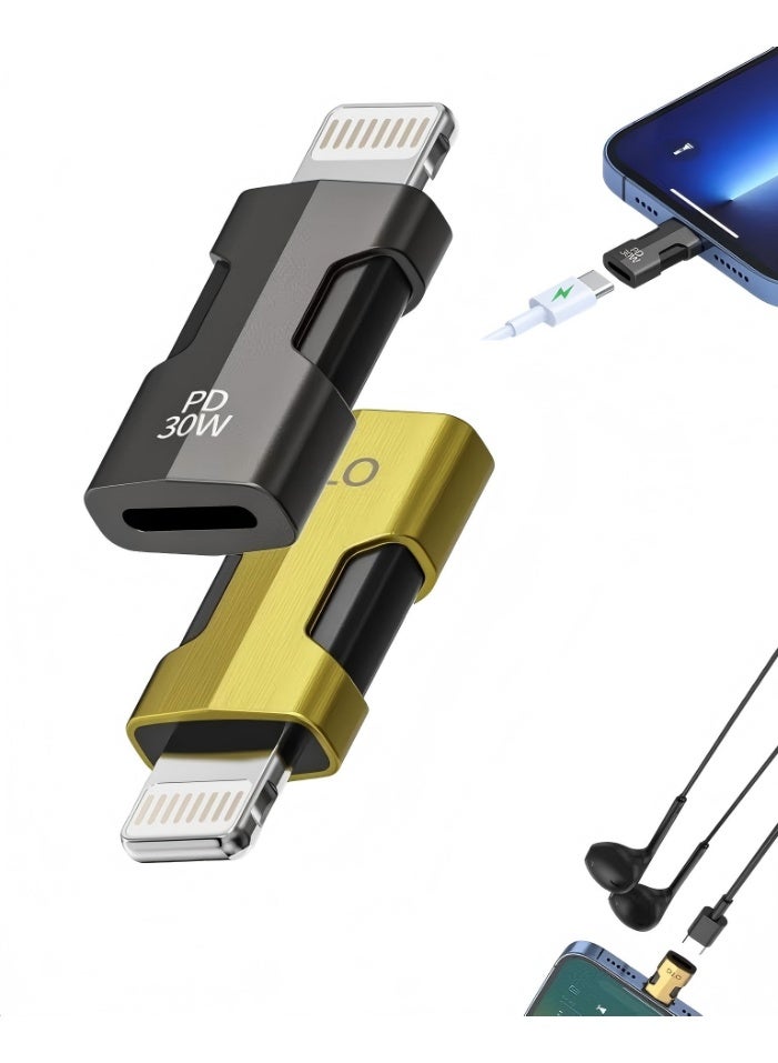 USB 2 PCS USB C Lightning Adapter with 30W PD Support and OTG, USB C Male to Lightning Female Converter for iPhone & iPad,Data and Audio Adapter Transfer Fast Charging (30W Charging + OTG) - Image 1